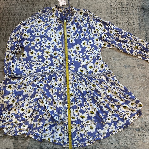 Free People White Blue Love Letter Tunic Bohemian Floral Size Medium - Picture 15 of 15